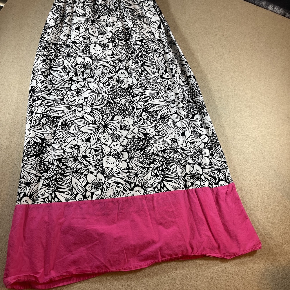 Aeropostale Maxi Dress Women's XS Black‎ White Pink Floral Hawaiian Resort Y2K - Picture 5 of 14